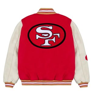 Stylish SF 49ers Go Niners Red and Gold Letterman Jacket for Game Day