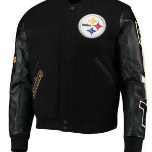 Pittsburgh Steelers Logo Black Letterman Jacket