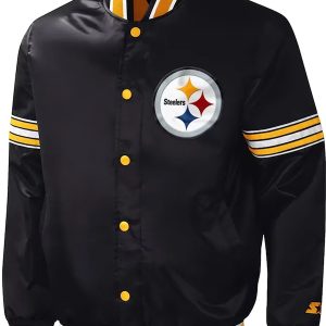 Pittsburgh Steelers Midfield Varsity Black Satin Jacket