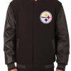 Pittsburgh Steelers Black Wool and Leather Varsity Jacket