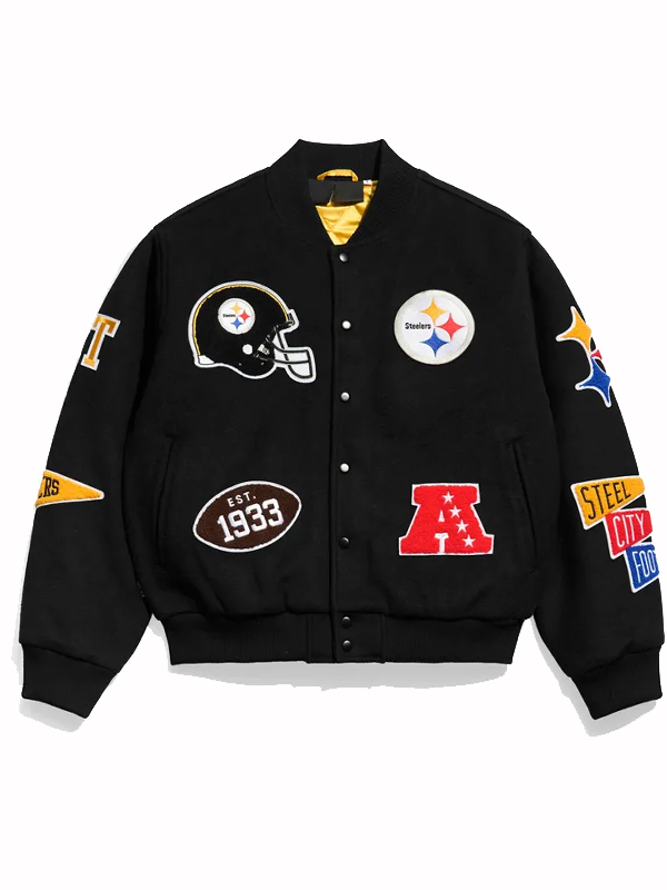 Pittsburgh Steelers Pennant Black Varsity Jacket