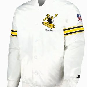 Pittsburgh Steelers The Power Forward White Satin Jacket