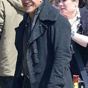 Taboo Tom Hardy Black Wool Trench Coat with Shearling Collar