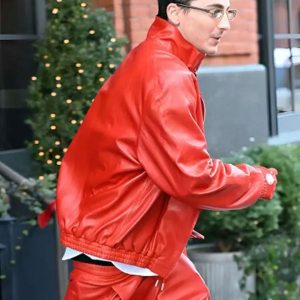 Timothee Chalamet Marty Supreme Red Leather Jacket