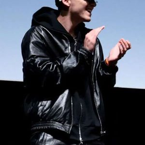 Timothee Chalamet NYFF63 Black Leather Jacket