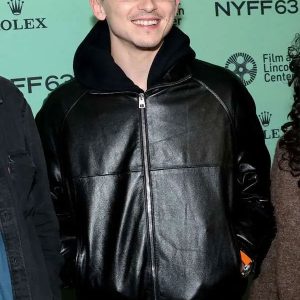 Timothee Chalamet NYFF63 Black Leather Jacket