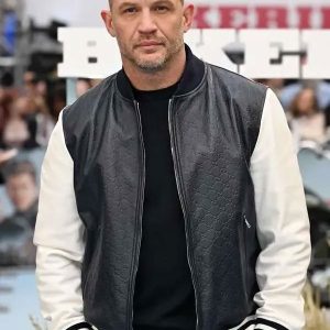 Tom Hardy The Bikeriders Black and White Bomber Jacket