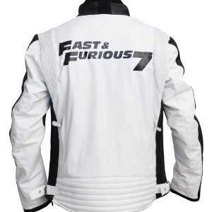 Vin Diesel Furious 7 Dominic Toretto White Leather Jacket