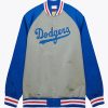 LA Dodgers Vintage Logo Double Clutch Gray Satin Jacket