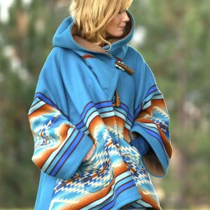 Western Style Beth Dutton Blue Poncho for Winter