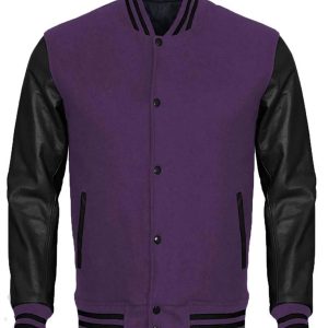 Unisex Black and Purple Varsity Jacket
