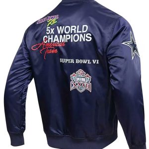 5X Championship Dallas Cowboys Satin Varsity Jacket