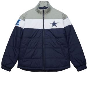 Inspired By: Dallas Cowboys External Material: Parachute Fabric Inner Lining: Viscose Lining Front: Zipper Closure Collar: Stand-Up Collar Color: Multicolor Pockets: Two at Front and Two Inside Sleeves: Full-length Sleeves