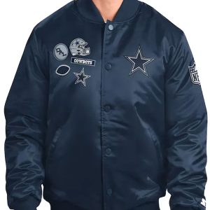 Dallas Cowboys Blue Satin Bomber Jacket