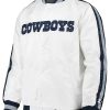 Throwback D-Line Dallas Cowboys White Satin Jacket