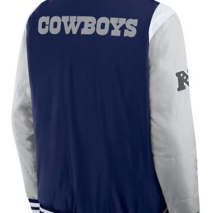 Elements Elite Dallas Cowboys Blue and Grey Satin Varsity Jacket