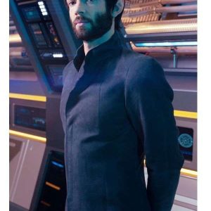 Ethan Peck Star Trek Discovery Spock Blue Trench Coat