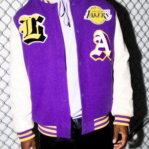 LA Lakers Purple and White Varsity Jacket