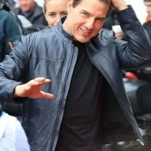 Mission Impossible Fallout Tom Cruise Blue Leather Jacket