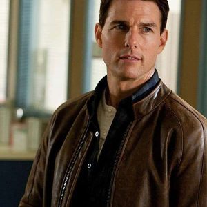 Movie Jack Reacher Tom Cruise Brown Leather Jacket