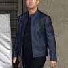 Tom Cruise Mission Impossible Fallout Blue Leather Jacket