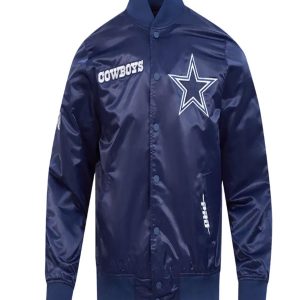 NFL Dallas Cowboys Navy Blue Satin Bomber Jacket