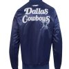 NFL Dallas Cowboys Navy Blue Satin Bomber Jacket – Stylish Game Day Wear
