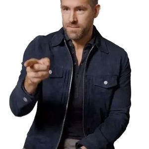 Ryan Reynolds Blue Suede Leather Jacket
