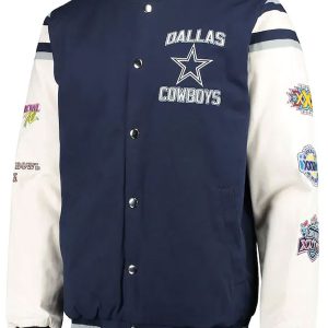 Super Bowl 5x Champions Dallas Cowboys NavyWhite Varsity Jacket