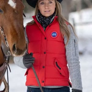 Heartland S14 Amy Fleming Quilted Red Puffer Vest
