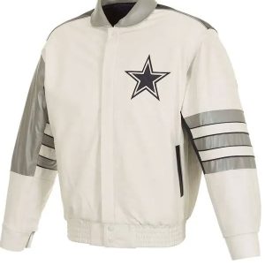 Dallas Cowboys White Leather Jacket