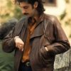 Pietro Castellitto The Big Fake 2026 Brown Leather Jacket