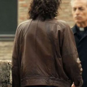 Pietro Castellitto The Big Fake 2026 Brown Leather Jacket